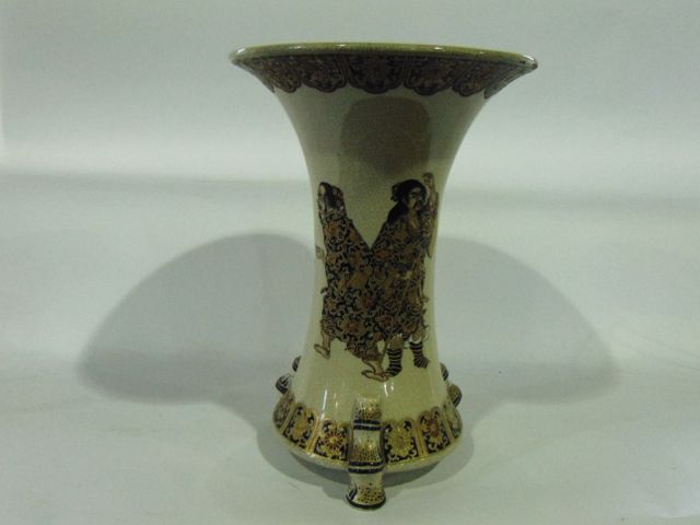 An early 20th century Satsuma vase of waisted form painted with four male characters in various - Image 3 of 3