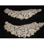 A pair of heavy lacework panels, 19th century, forming a dress collar piece