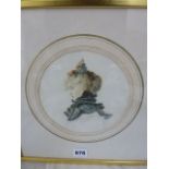 An early 20th century oval watercolour study, profile portrait of a lady, inscribed Violet