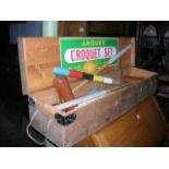 A vintage Jacques croquet set in original pine box