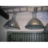 A pair of Musco contemporary industrial hanging ceiling lights with domed shades 58 cm in diameter