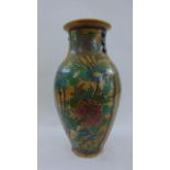 A 19th century continental hand painted oviform vase with floral detail, 48 cm tall