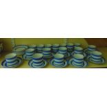 A collection of T G Green blue and white banded Cornishware 17 cups and 20 saucers