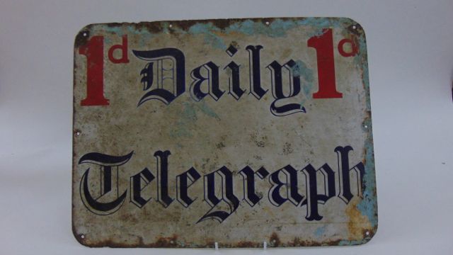 An enamelled sign 'Daily Telegraph 1D', 52 cm maximum