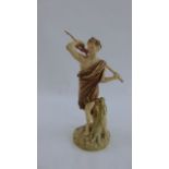 Royal Worcester blush ivory figure of a classical figure holding a spear, number 1440, date marked