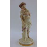 A Worcester figurine showing a windswept girl impressed mark, 25 cm tall