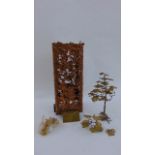 A metal sculpture of a tree by Ron Bertocchi together with a further bronze sculpture in copper of