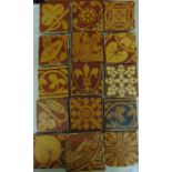 A collection of 19th century and earlier encaustic tiles, some impressed W Godwin, Hereford, 15