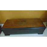 A 19th century musical box playing 12 airs, the lid in rosewood with marquetry detail, the