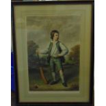 A mezzotint engraving - The Cricket Boy (Master Louis Cage, after the original by F Cotes), the