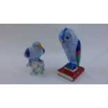 Two Herend figures of a parrot and an owl seated upon a book, 21 cm maximum