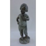 A cherub holding a bird, 40 cm