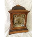 Antique Walnut Mantel Clock By JOHNSON, CLAPHAM & MORRIS, Lever Street, Manchester 37h x 24w x 17d