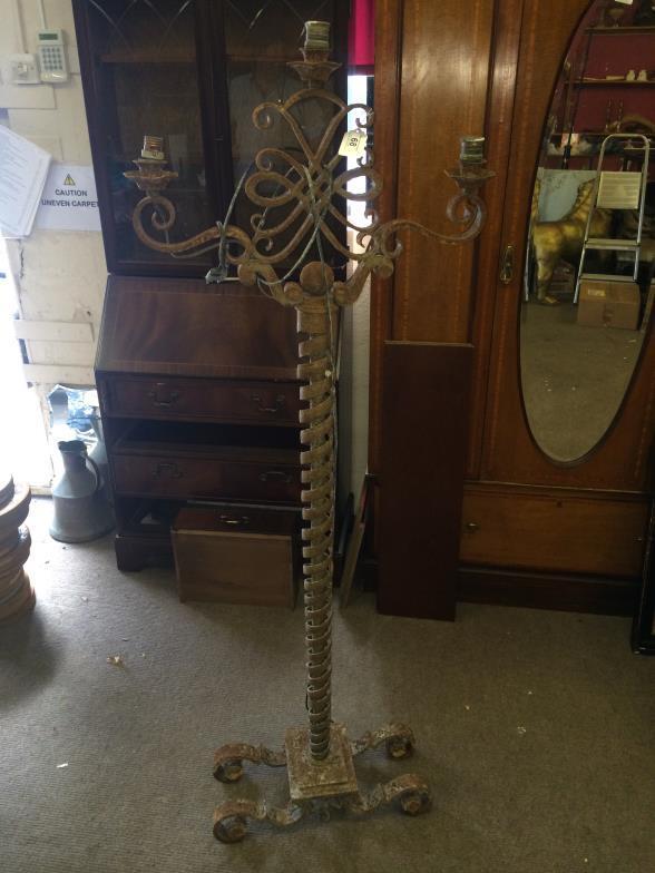 Very Heavy Fine Quality Early Iron Standard Lamp To bid live please visit www.yeovilauctionrooms.