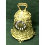 Brass French Clock In The Shape Of A Bell  32cm high To bid live please visit www.