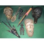 Box Of Various Tribal Face Masks To bid live please visit www.yeovilauctionrooms.com