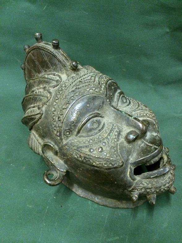 Bronze Tribal Mask From Tikar, measures 36cm x 26cm To bid live please visit www. - Image 3 of 3