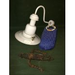 African Industrial Light With African Bag And A Door Handle (3). To bid live please visit www.