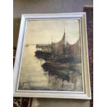 C1950 Framed And Glazed watercolour Of Brugge Harbour To bid live please visit www.