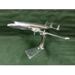 Large Example Of A Polished Aluminium Aircraft , Measures 57cm Wing Span, 53 Body Length, Standing
