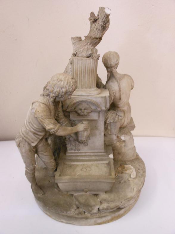 Splendid 18thC Biscuit Group Of La Fileuse Or Fontaine By CHARLES GABRIEL SAUVAGE 1741-1827 To bid - Image 7 of 8