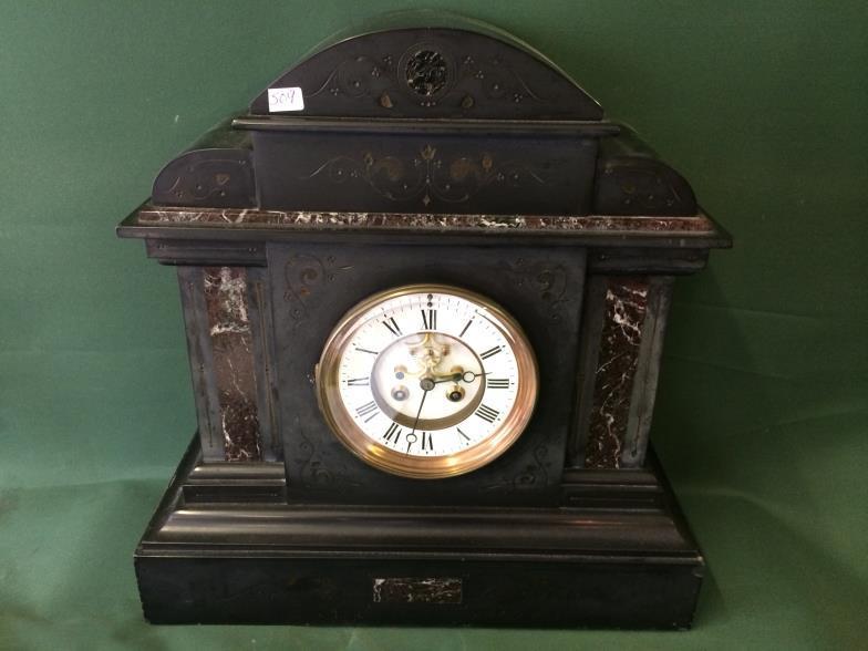 Very Good Quality Turn Of The Century French Slate Marble Clock With Repair Bills To £660 To bid