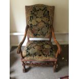 Vintage Carved Tapestry Chair To bid live please visit www.yeovilauctionrooms.com