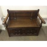 Oak Bench Hall Bench Monks Bench 77cms High x 96 Wide x 54Deep. To bid live please visit www.