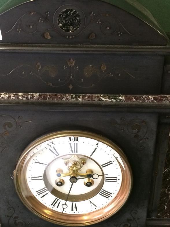 Very Good Quality Turn Of The Century French Slate Marble Clock With Repair Bills To £660 To bid - Image 3 of 5