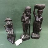 Collection Of 3 Wooden Statues , 2 Possibly Ebony To bid live please visit www.yeovilauctionrooms.
