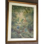 19thC Village Landscape Watercolour Signed By SYDNEY HERBERT PERCY (1865-1932) 66h x 53w To bid live