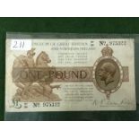 Great Britain and Northern Ireland 1918 £1 Note To bid live please visit www.yeovilauctionrooms.com