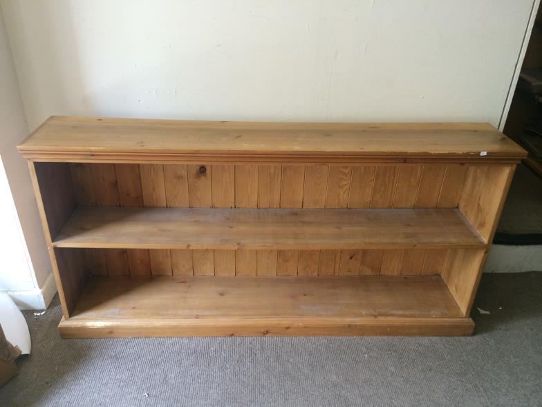 Pine Book Case,  76 high x 156 wide 18.5 deep To bid live please visit www.yeovilauctionrooms.com