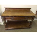 19thC Oak Serving Table / Buffet With Single Draw 103Cms W x 86Cms H x 54Cms D To bid live please