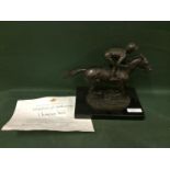 The Lester Piggott Commemorative Bronze Champion Finish With Certificate Of Authenticity, Measures