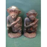 2 x Carved Wooden Tribal Monkeys To bid live please visit www.yeovilauctionrooms.com