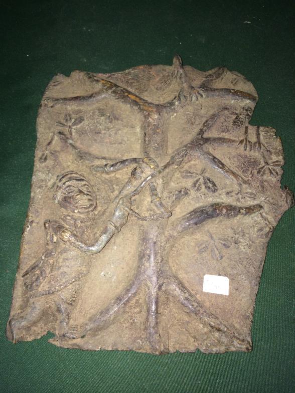 BENIN Bronze Plaque, Tree Of Life. Measures 32 x 26cm To bid live please visit www.