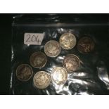 USA 8 Dimes, Coins 1882, 2x 1892, 1902, 1904, 1911, 1916, 1925. Mostly Very Fine or Better (8) To