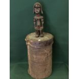 FANG Pot , Gabon With Wooden Carved Figural Top Measures 73 cms To bid live please visit www.