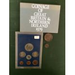 Collection Of Coins To Include A Georgian Bun Penny, An 18/- Token, And 2 Complete Sets To bid