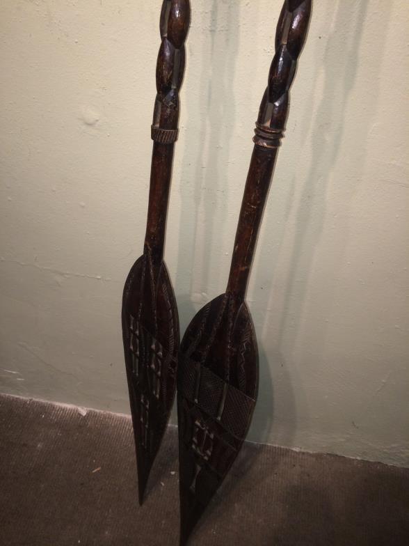 Pair Of Highly Carved African Paddles To bid live please visit www.yeovilauctionrooms.com - Image 3 of 3