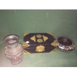 An Oriental Trinket Box, A Bronze Decorative Vase and A Tribal Influence Bowl To bid live please