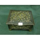 Bronze Trinket Box With Flower Decorated Lid With Cherub Style Decoration To The Sides To bid live