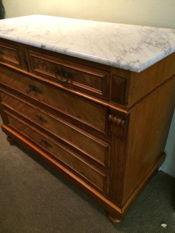 Vintage French Marble Top 2 Over 3 Chest Of drawers To bid live please visit www. - Image 3 of 3