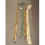 2x Vintage cane 3 piece course fishing rods To bid live please visit www.yeovilauctionrooms.com