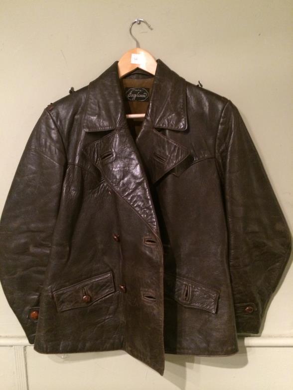 Vintage German Leather Jacket, Possibly Outriders Jacket To bid live please visit www.