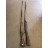 Antique Spring Loaded Fencing Musket Used For Bayonet Practice Marked H&G On The Stock And One Other