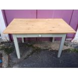 Pine Painted Table With Drawer To bid live please visit www.yeovilauctionrooms.com