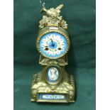French 19thC Spelter Clock Having SEVRES Style Plaques 33cm high To bid live please visit www.