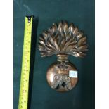 Large Victorian  Copper Flaming Grenadier Guards Headquaters   Military Badge To bid live please
